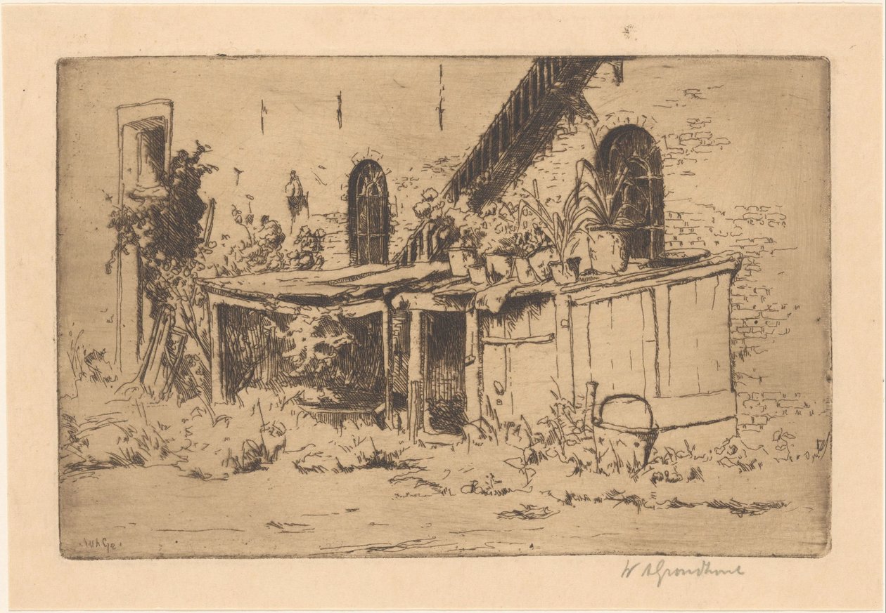 Gallinero en un jardín de Voorburg de Willem Adrianus Grondhout (signed by artist)