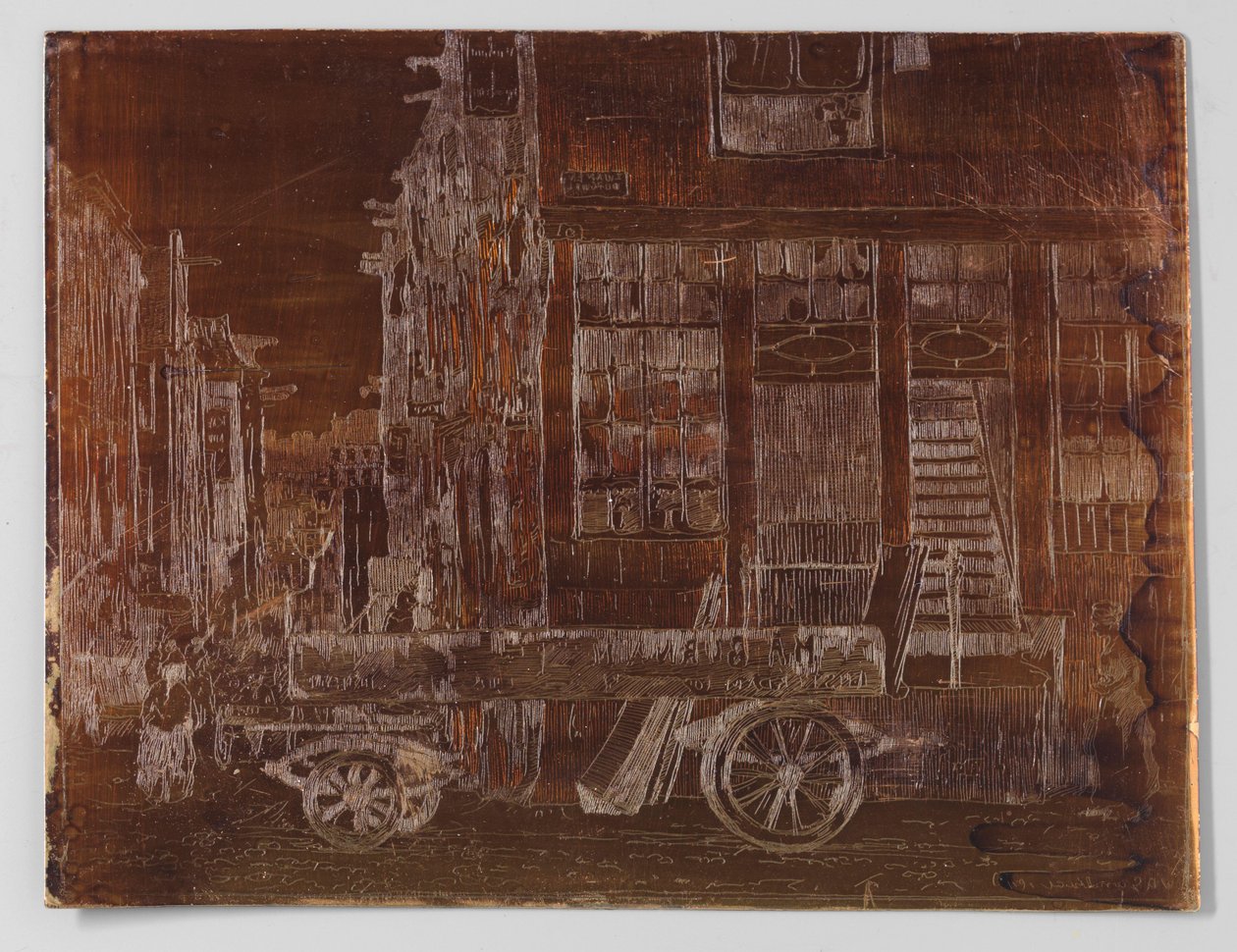 Parte de la ciudad vieja de Amsterdam con coche en primer plano de Willem Adrianus Grondhout (signed by artist)