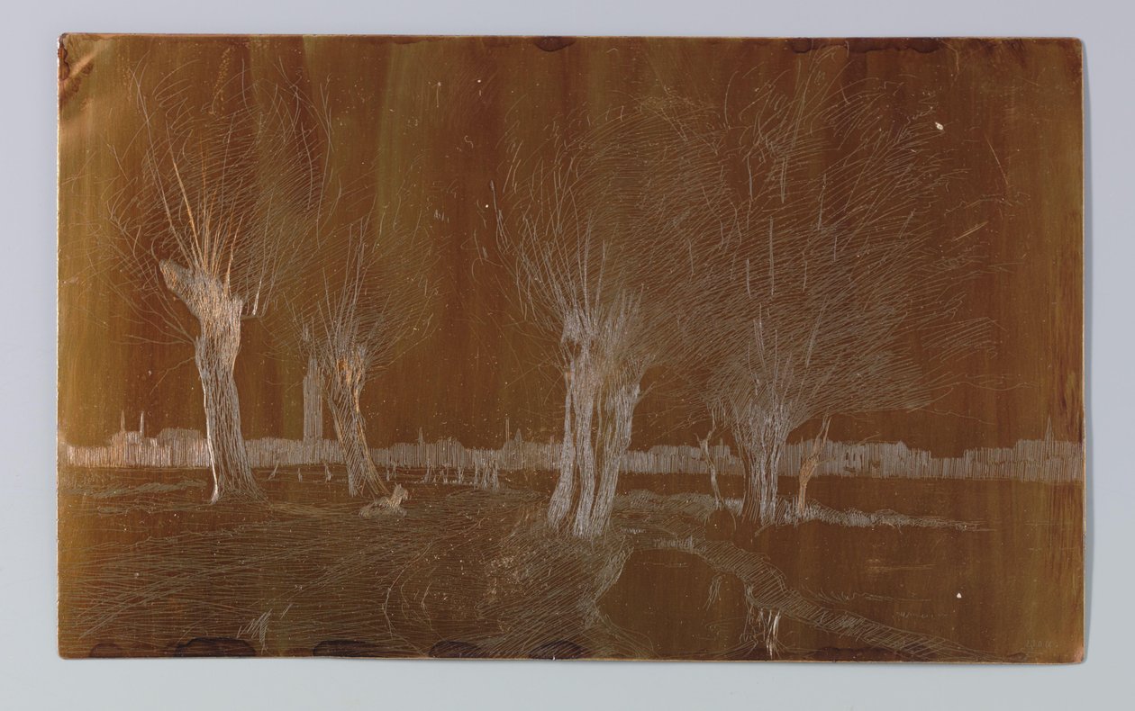 Sauces en la zanja en Binckhorstlaan en La Haya de Willem Adrianus Grondhout (signed by artist)