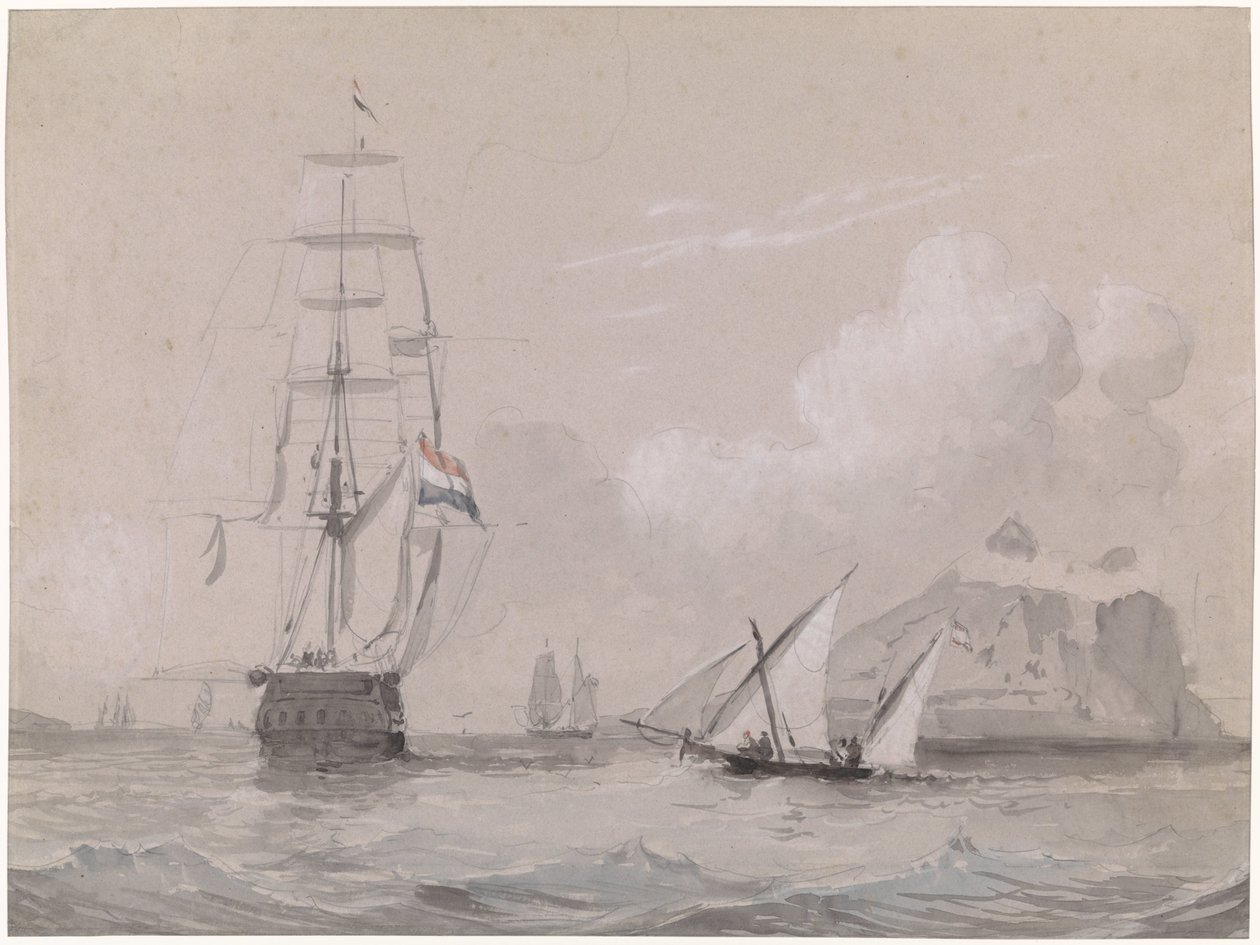 Velero holandés frente a la costa de Gibraltar de Willem Anthonie van Deventer
