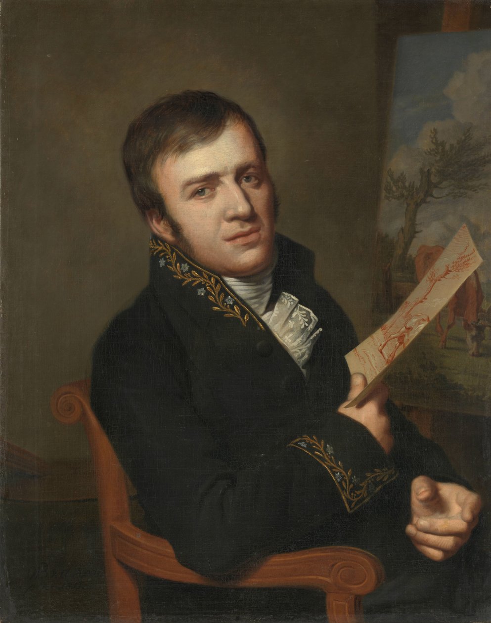 Jan (Bautista) Kobell II (1778-1814), pintor, con el uniforme de miembro del Real Instituto de Ciencias, Letras y Bellas Artes de Willem Bartel van der Kooi