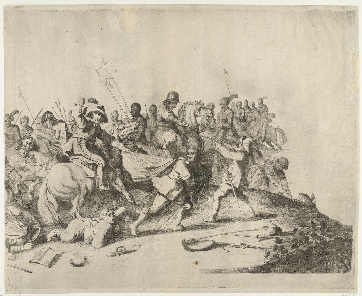 Batalla entre jinetes y soldados de a pie. de Willem Basse