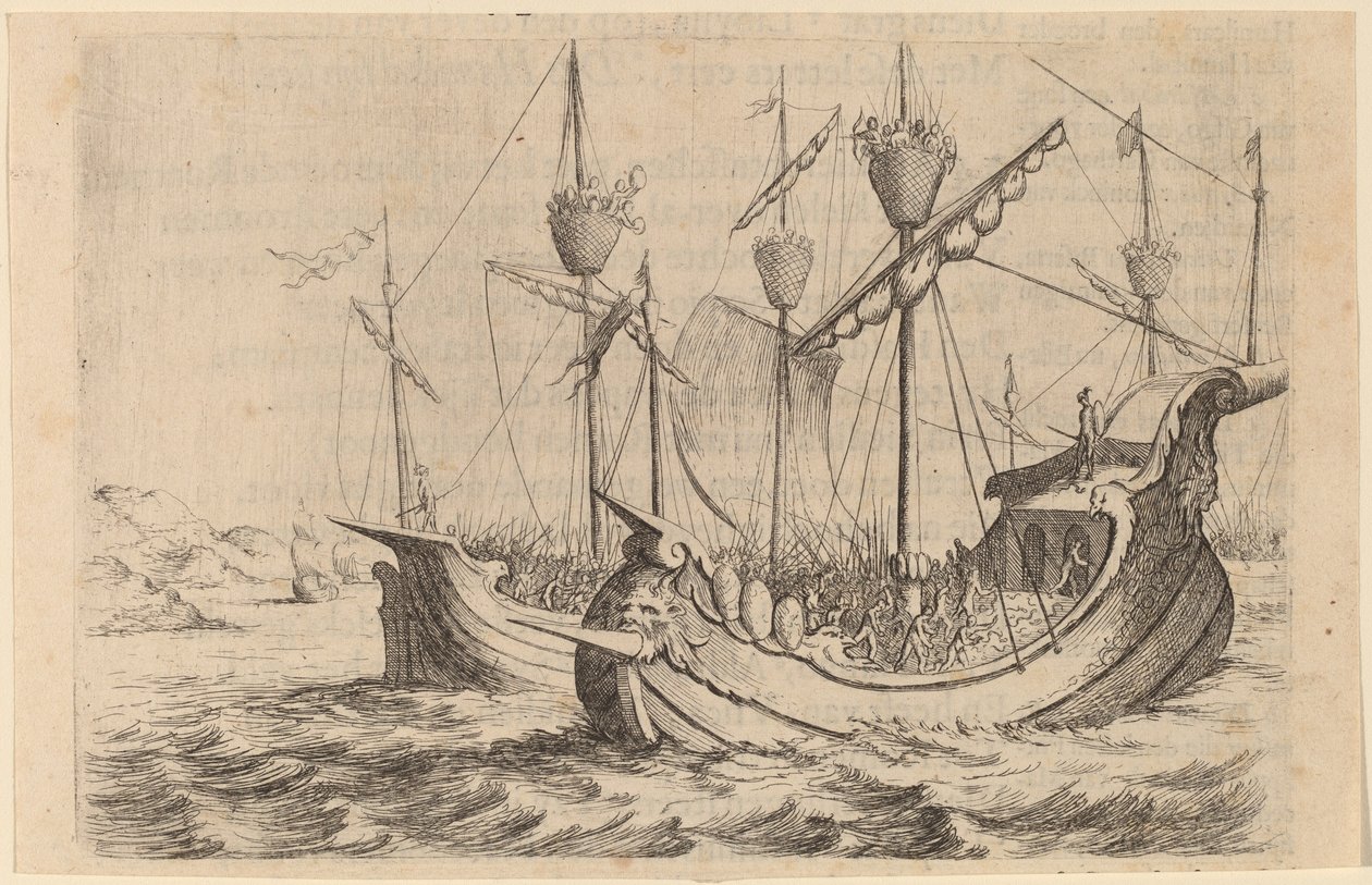 La marina de Aníbal luchando contra los rodios, 1634 de Willem Basse