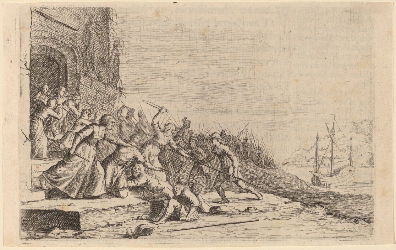 Los seguidores de Solón defendiendo el templo de Venus, 1634 de Willem Basse