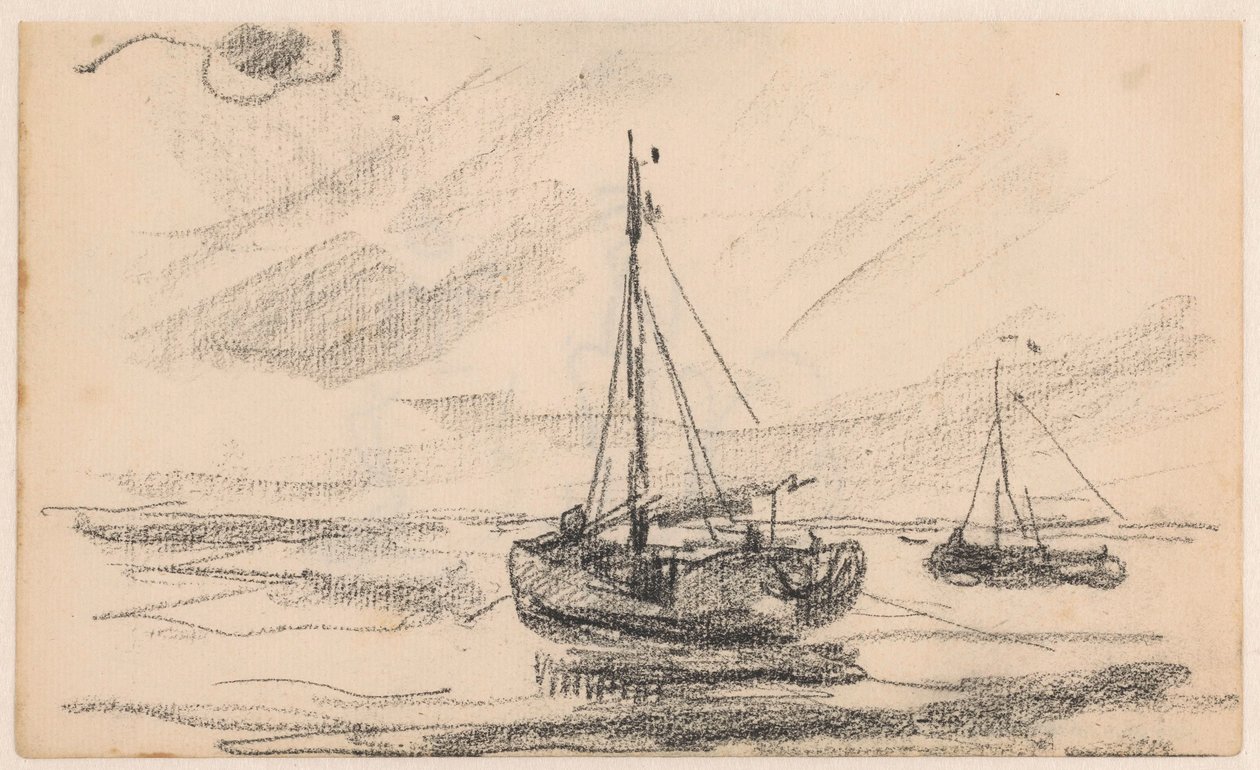 Dos barcos de pesca en el mar de Willem Bastiaan Tholen