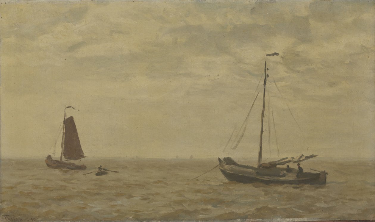 Paisaje marino con barcos de pesca de Willem Bastiaan Tholen