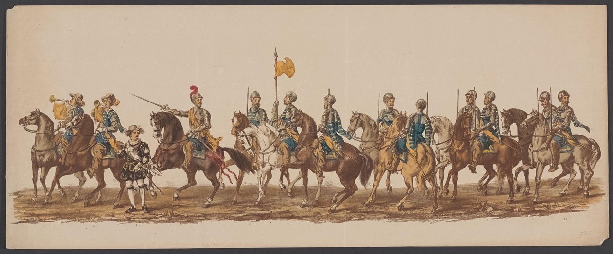 Desfile de Delft de 1862, primer grupo Cuarto Lustrum de la Real Academia de Delft - Ao. 1862 - Optogt disfrazado (título de serie en objeto) de Willem Bernardus IJzerdraat