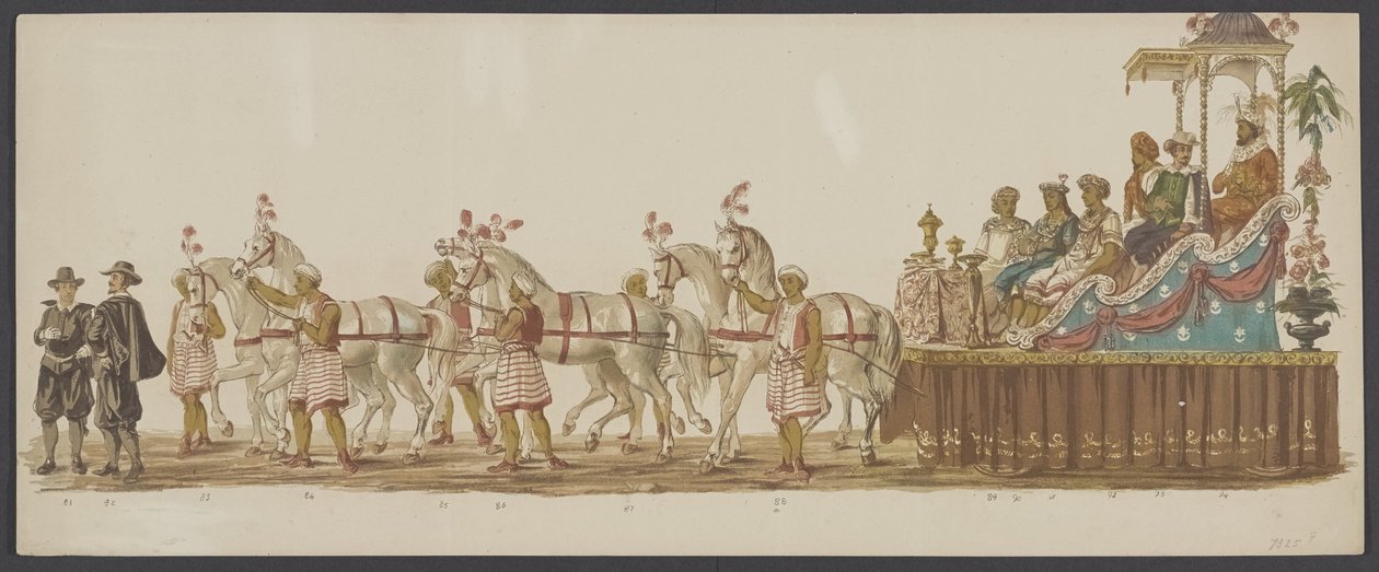 Desfile de Delft de 1862, sexto grupo Cuarto Lustrum de la Real Academia de Delft - Ao. 1862 - Optogt disfrazado (título de serie en objeto) de Willem Bernardus IJzerdraat