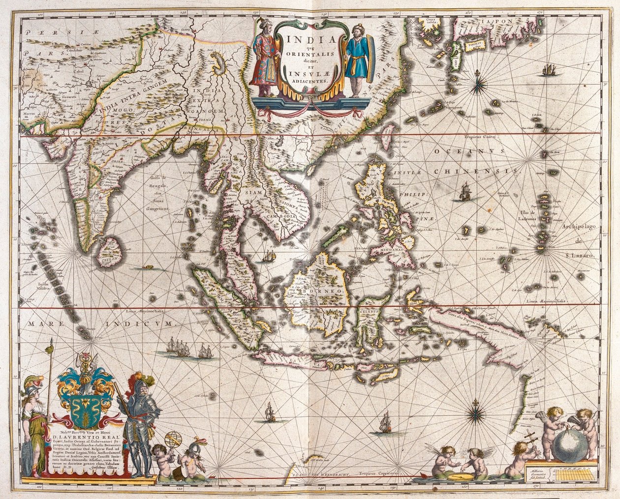 Asia, desde la India hasta el Tíbet, pasando por Japón y Nueva Guinea, en "Theatrum Orbis Terrarum, sive Atlas Novus" de Willem Blaeu, Amsterdam. de Willem Blaeu