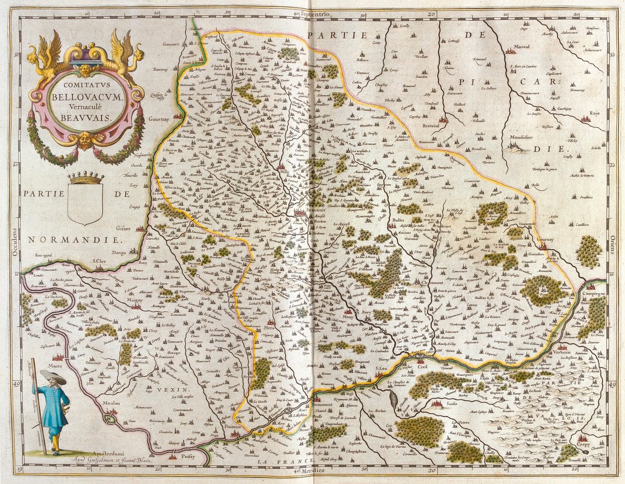 Beauvais, en "Theatrum Orbis Terrarum, sive Atlas Novus" de Willem Blaeu, Amsterdam de Willem Blaeu