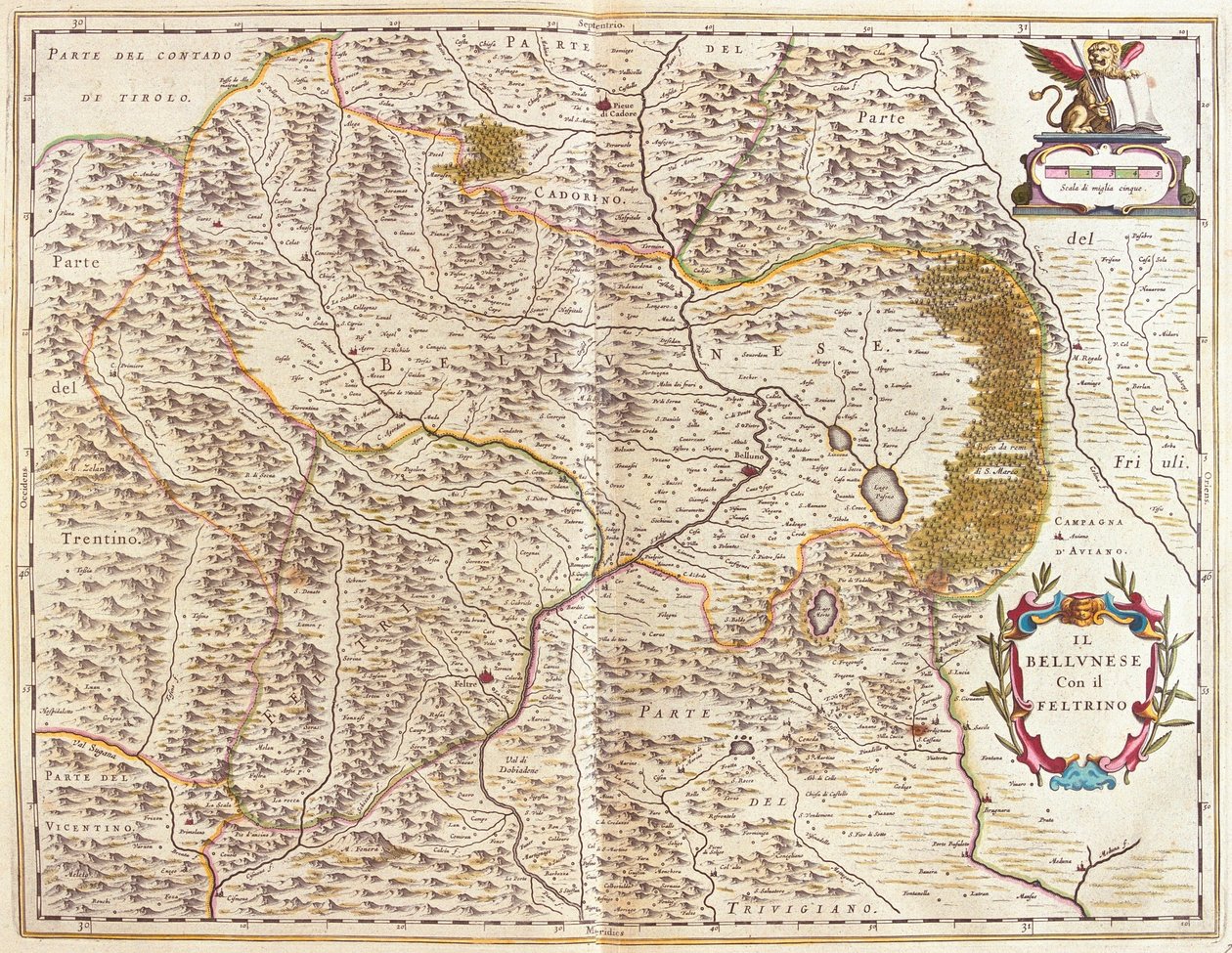 Belluno y Feltre, Italia, en "Theatrum Orbis Terrarum, sive Atlas Novus" de Willem Blaeu, Amsterdam de Willem Blaeu