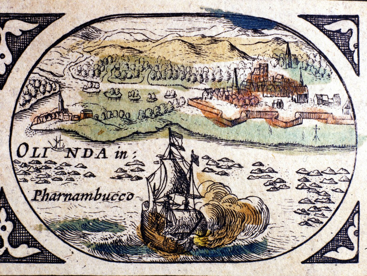 Brasil, vista de Pernambuc (Recife), Atlas de W. G. Blaeu, Ámsterdam 1600 de Willem Blaeu