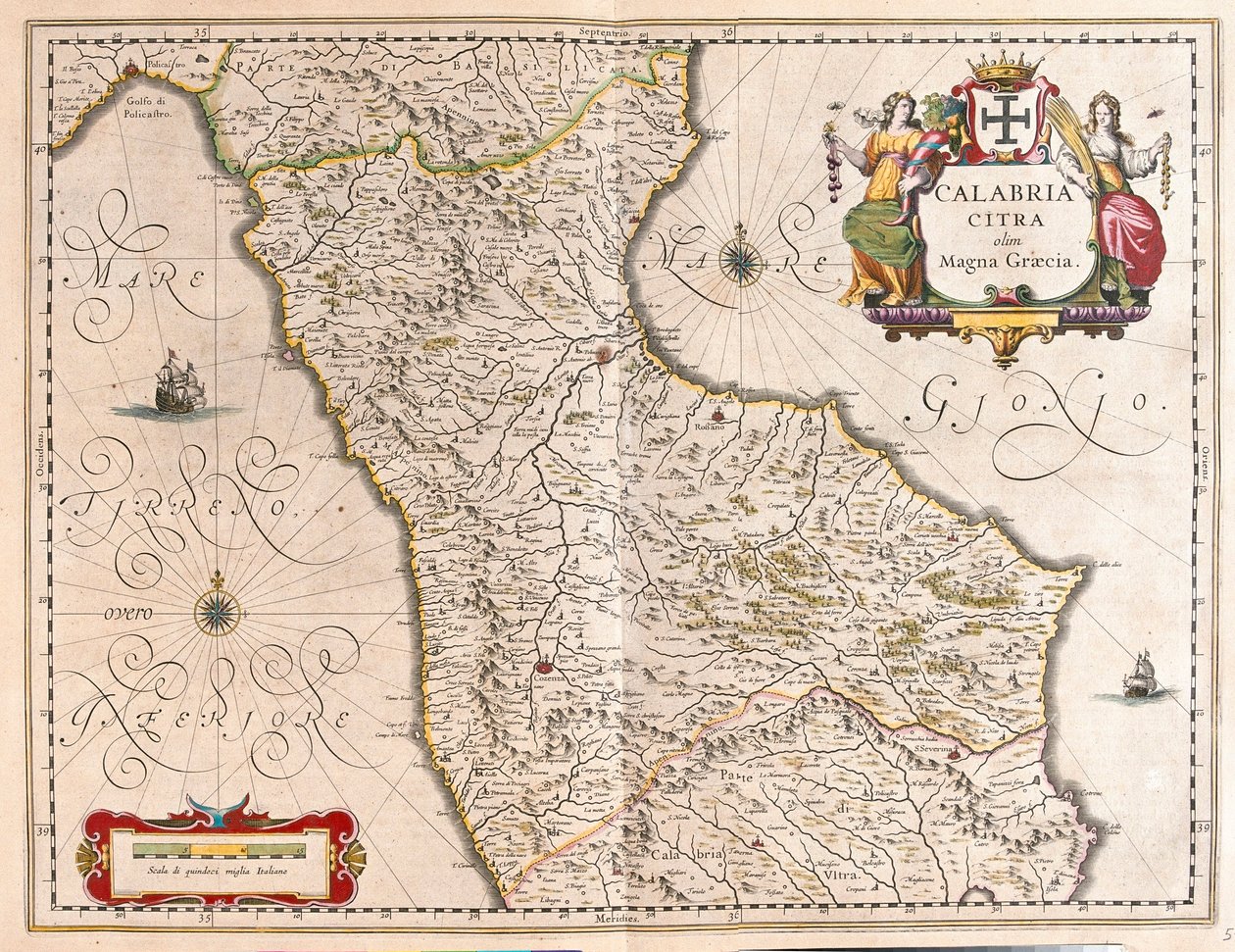 Calabria, Italia, en "Theatrum Orbis Terrarum, sive Atlas Novus" de Willem Blaeu, Amsterdam de Willem Blaeu