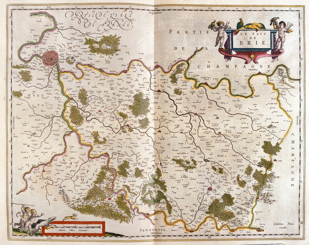 Cantón de Brie, en "Theatrum Orbis Terrarum, sive Atlas Novus" de Willem Blaeu, Amsterdam de Willem Blaeu