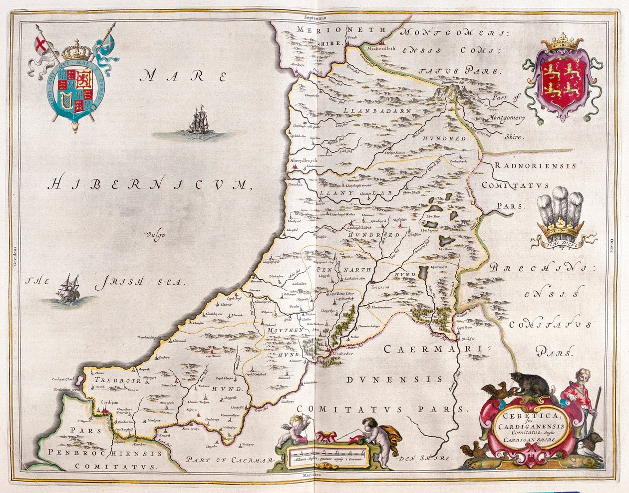 Cardiganshire, en "Theatrum Orbis Terrarum, sive Atlas Novus" de Willem Blaeu, Amsterdam de Willem Blaeu