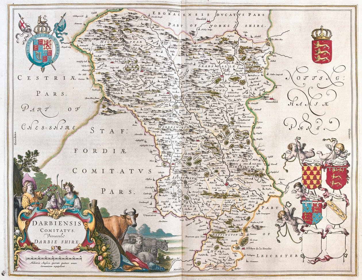Darbieshire, en "Theatrum Orbis Terrarum, sive Atlas Novus" de Willem Blaeu, Amsterdam de Willem Blaeu
