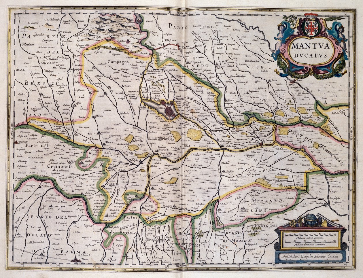 Ducado de Mantua, mapa por Willem Blaeu, Italia de Willem Blaeu