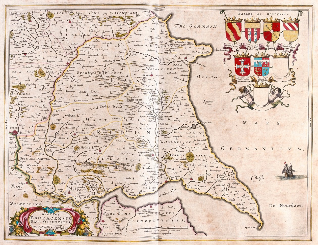 East riding of Yorkshire, en "Theatrum Orbis Terrarum, sive Atlas Novus" de Willem Blaeu, Amsterdam. de Willem Blaeu