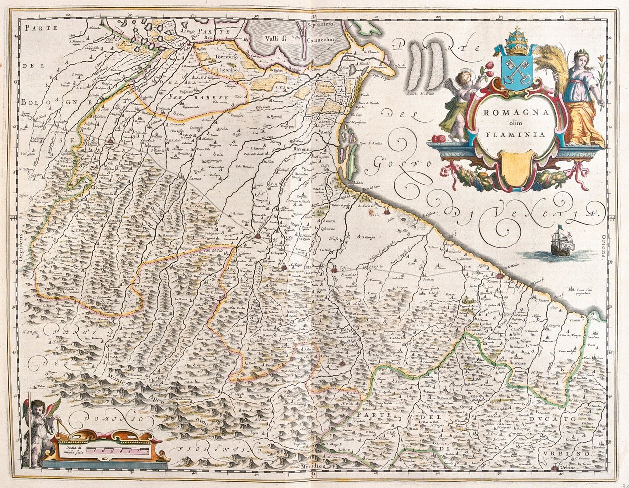 Emilia Romagna, Italia, en "Theatrum Orbis Terrarum, sive Atlas Novus" de Willem Blaeu, Amsterdam de Willem Blaeu
