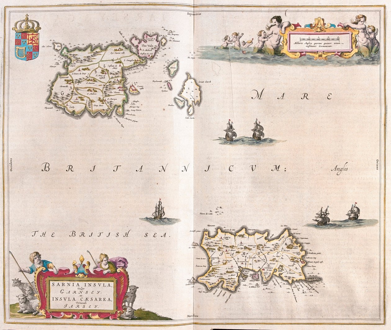 Garnsey - islas de Jersey, en "Theatrum Orbis Terrarum, sive Atlas Novus" de Willem Blaeu, Amsterdam de Willem Blaeu