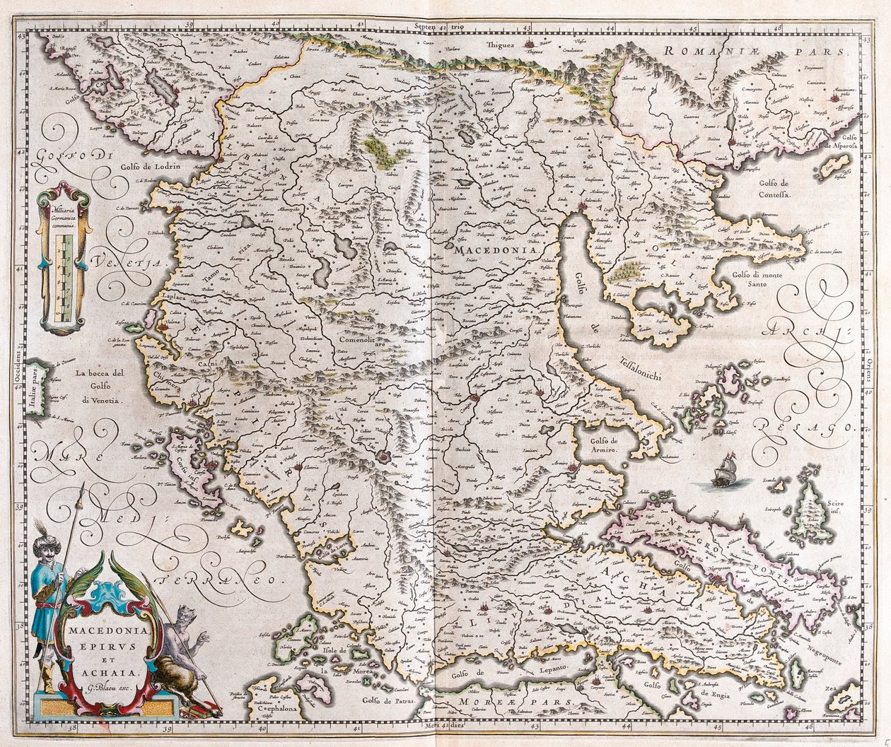 Grecia, Macedonia, Albania, en "Theatrum Orbis Terrarum, sive Atlas Novus" de Willem Blaeu, Amsterdam de Willem Blaeu