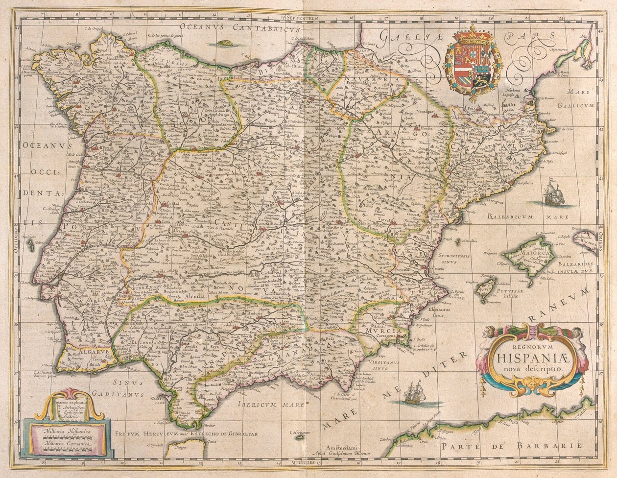Península Ibérica, en "Theatrum Orbis Terrarum, sive Atlas Novus" de Willem Blaeu, Amsterdam de Willem Blaeu