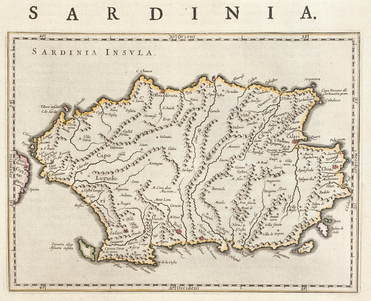 Isla de Cerdeña, Italia, en "Theatrum Orbis Terrarum, sive Atlas Novus" de Willem Blaeu, Amsterdam de Willem Blaeu