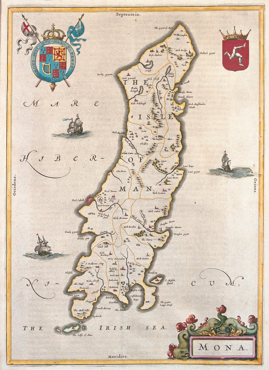 Isla de Man, en "Theatrum Orbis Terrarum, sive Atlas Novus" de Willem Blaeu, Amsterdam de Willem Blaeu