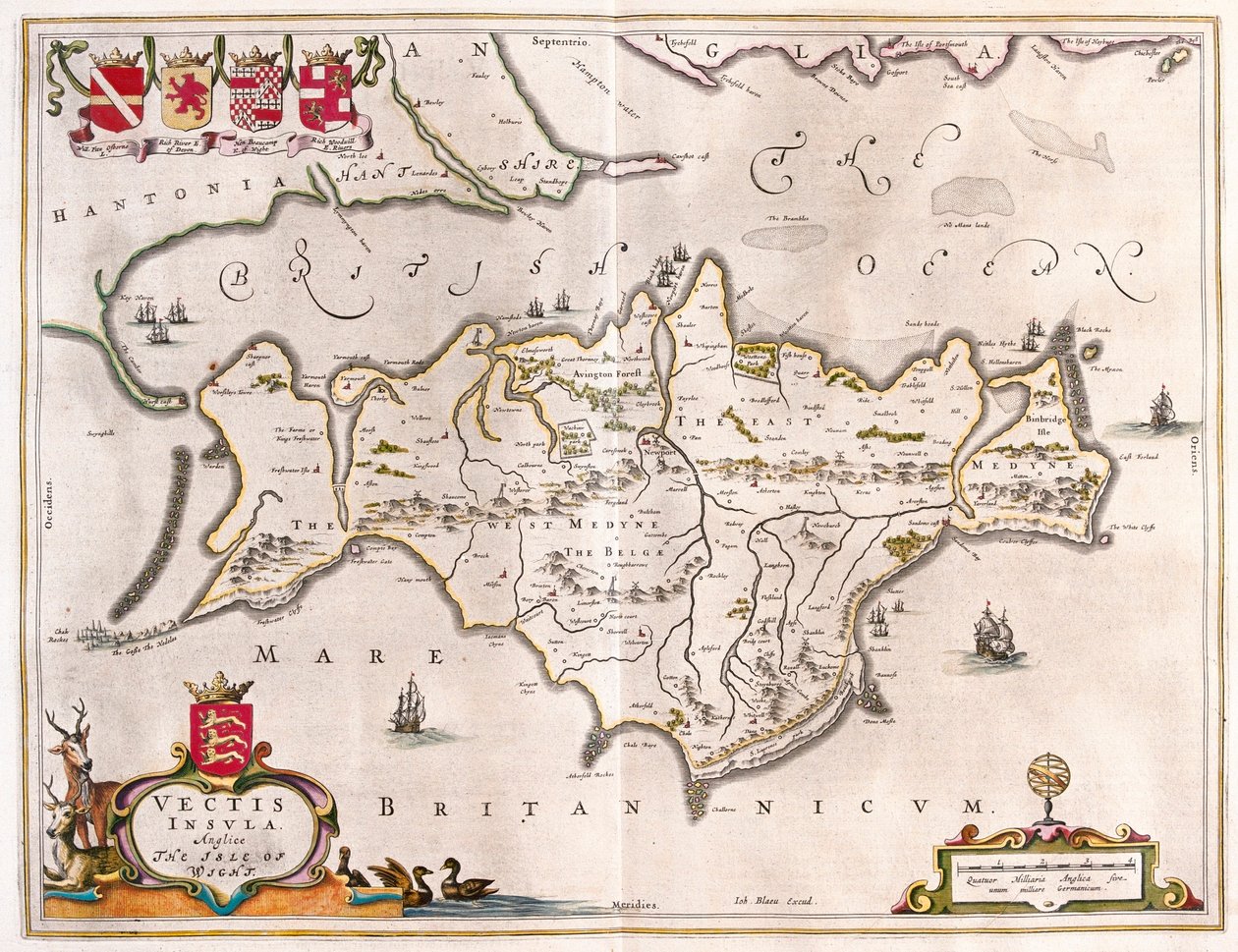 Isla de Wight, en "Theatrum Orbis Terrarum, sive Atlas Novus" de Willem Blaeu, Amsterdam de Willem Blaeu