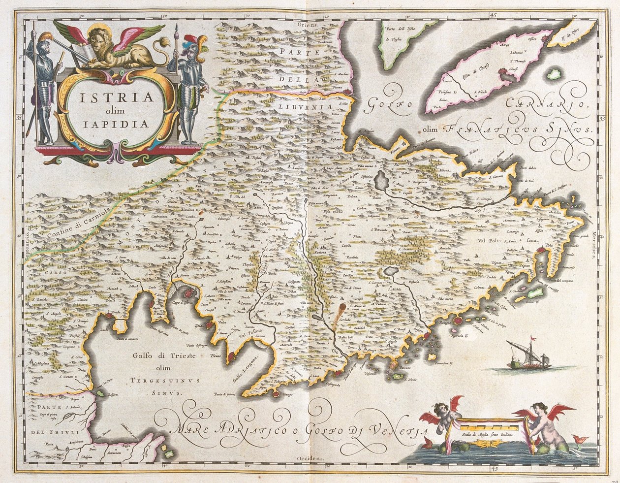 Istria, en "Theatrum Orbis Terrarum, sive Atlas Novus" de Willem Blaeu, Amsterdam de Willem Blaeu