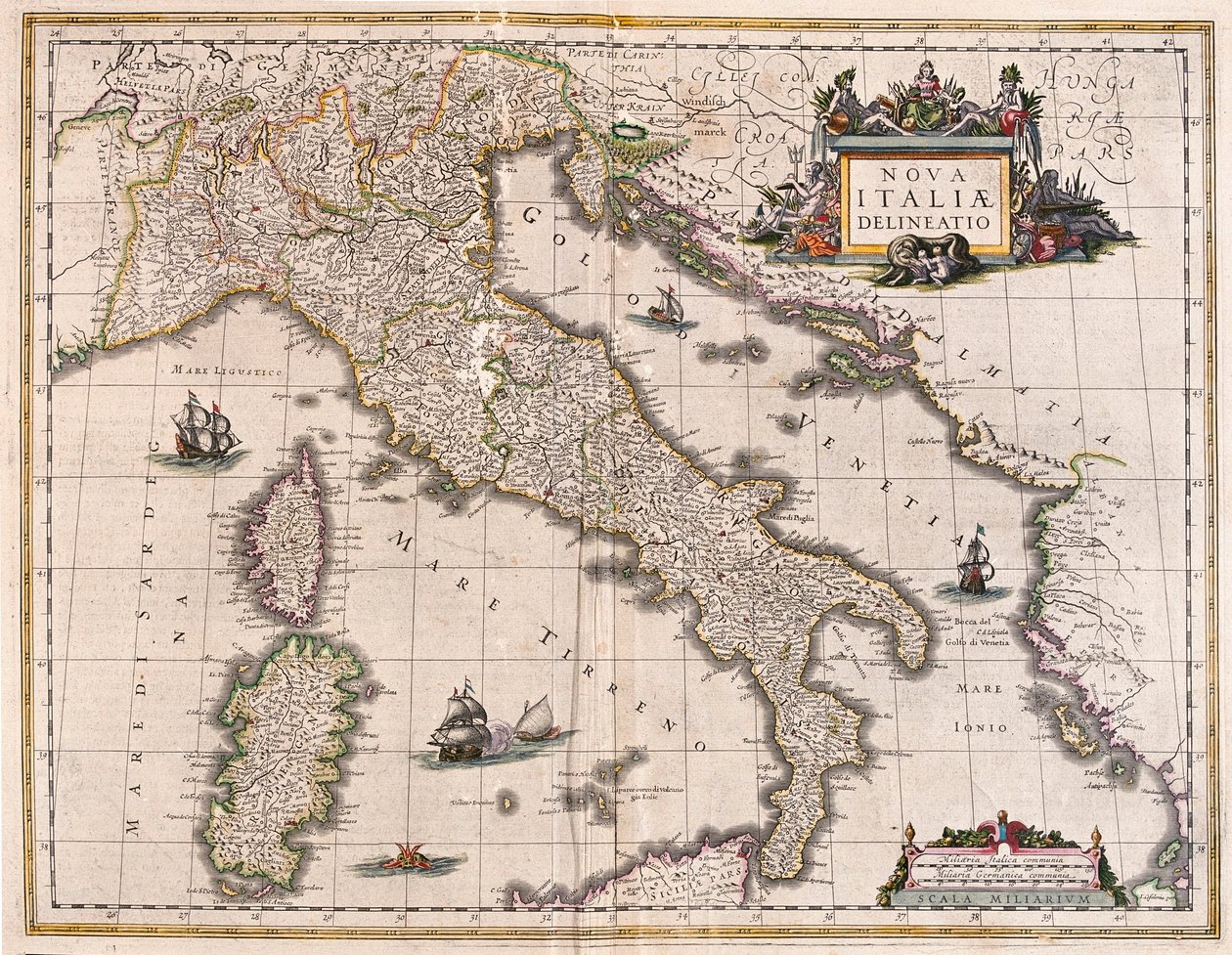 Italia y Córcega, en "Theatrum Orbis Terrarum, sive Atlas Novus" de Willem Blaeu, Amsterdam. de Willem Blaeu