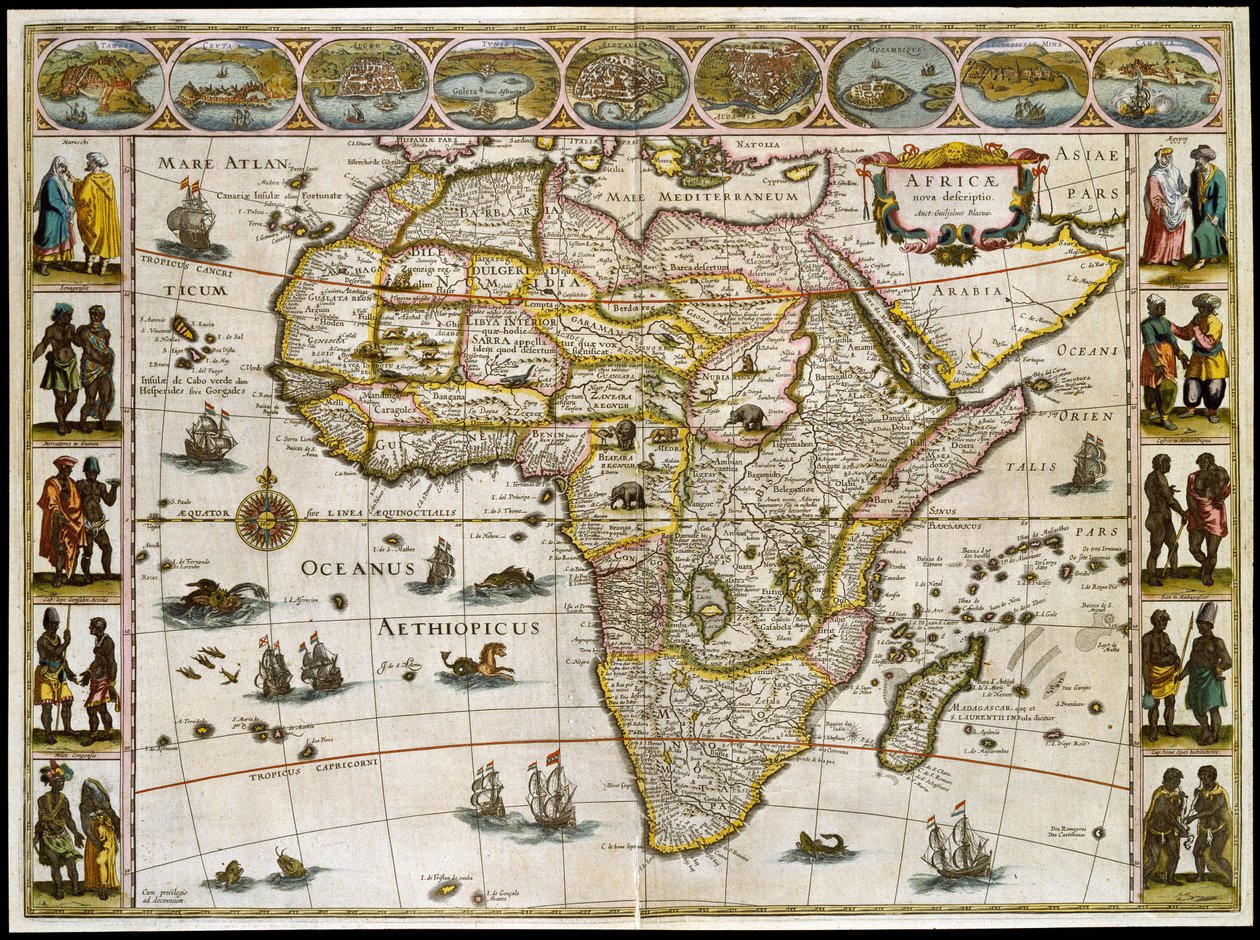 Mapa de África. Placa de un Atlas de Willem Janszoon Blaeu de Willem Blaeu