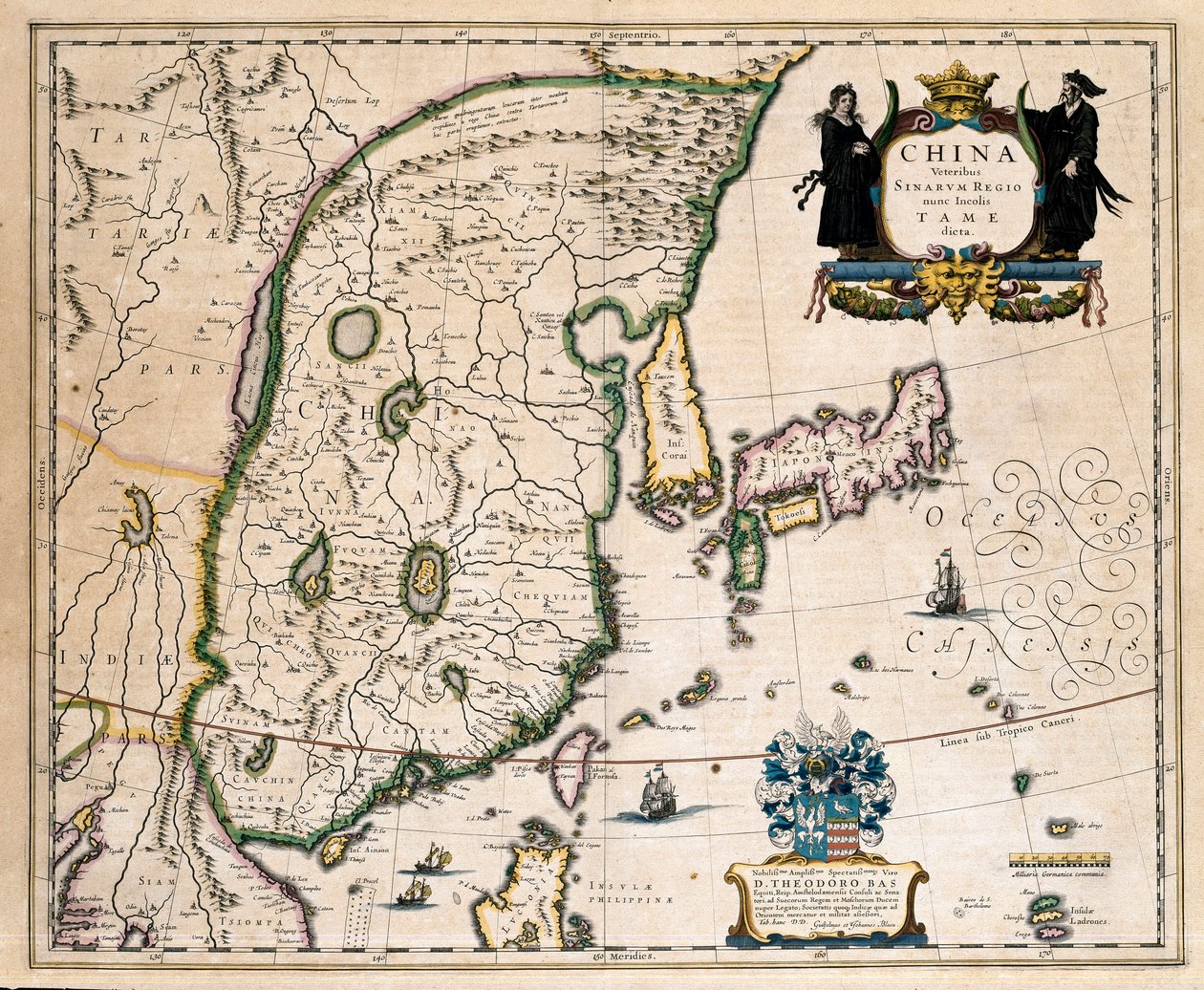 Mapa de China, Japón y Corea de Willem Blaeu