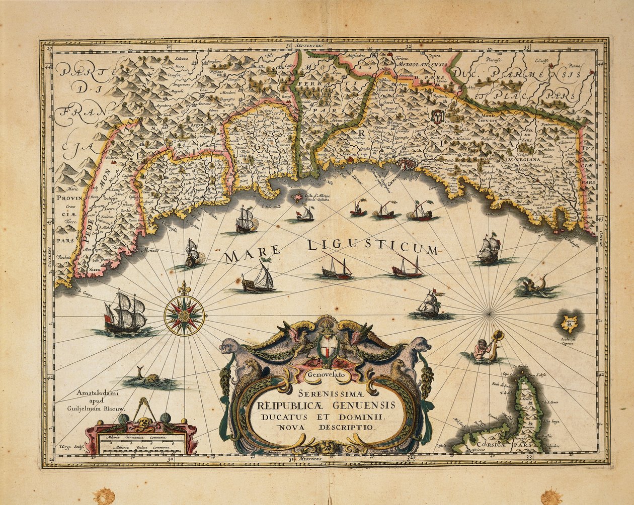 Mapa del Ducado de Monferrato, grabado de Willem Blaeu de Willem Blaeu