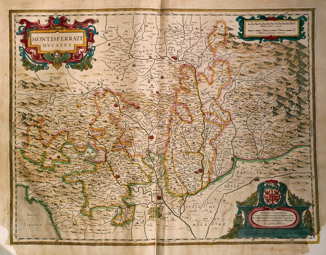 Mapa del Ducado de Monferrato, de Regionum Italiae, por Willem Blaeu de Willem Blaeu