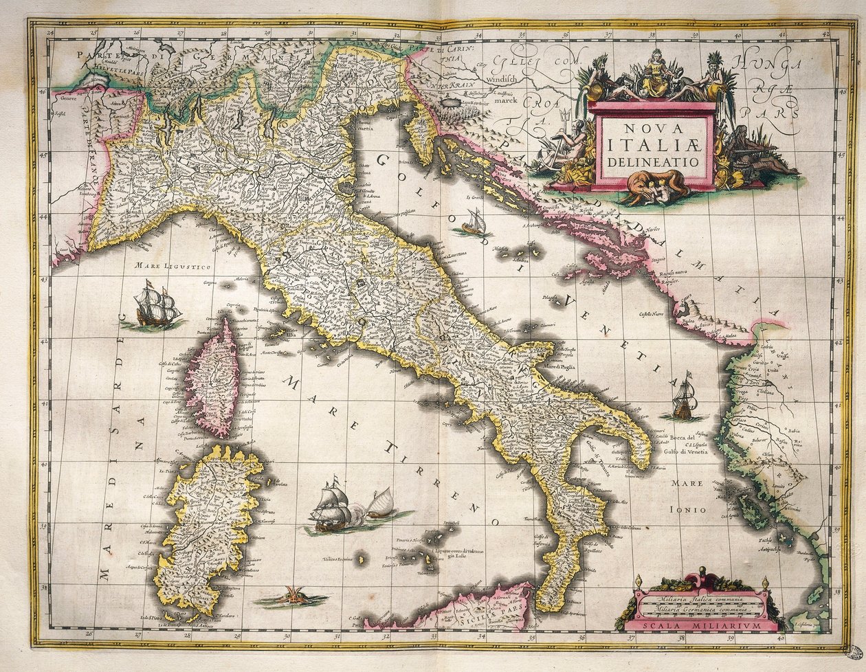 Mapa de Italia, de Theatrum Orbis Terrarum por Willem Blaeu, Ámsterdam de Willem Blaeu