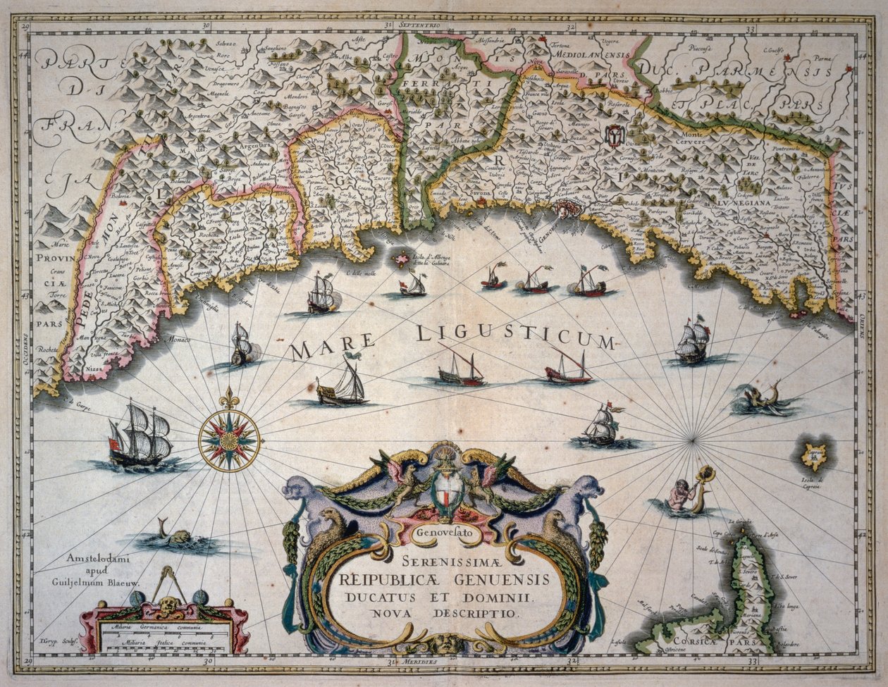 Mapa de la República de Génova, Italia de Willem Blaeu