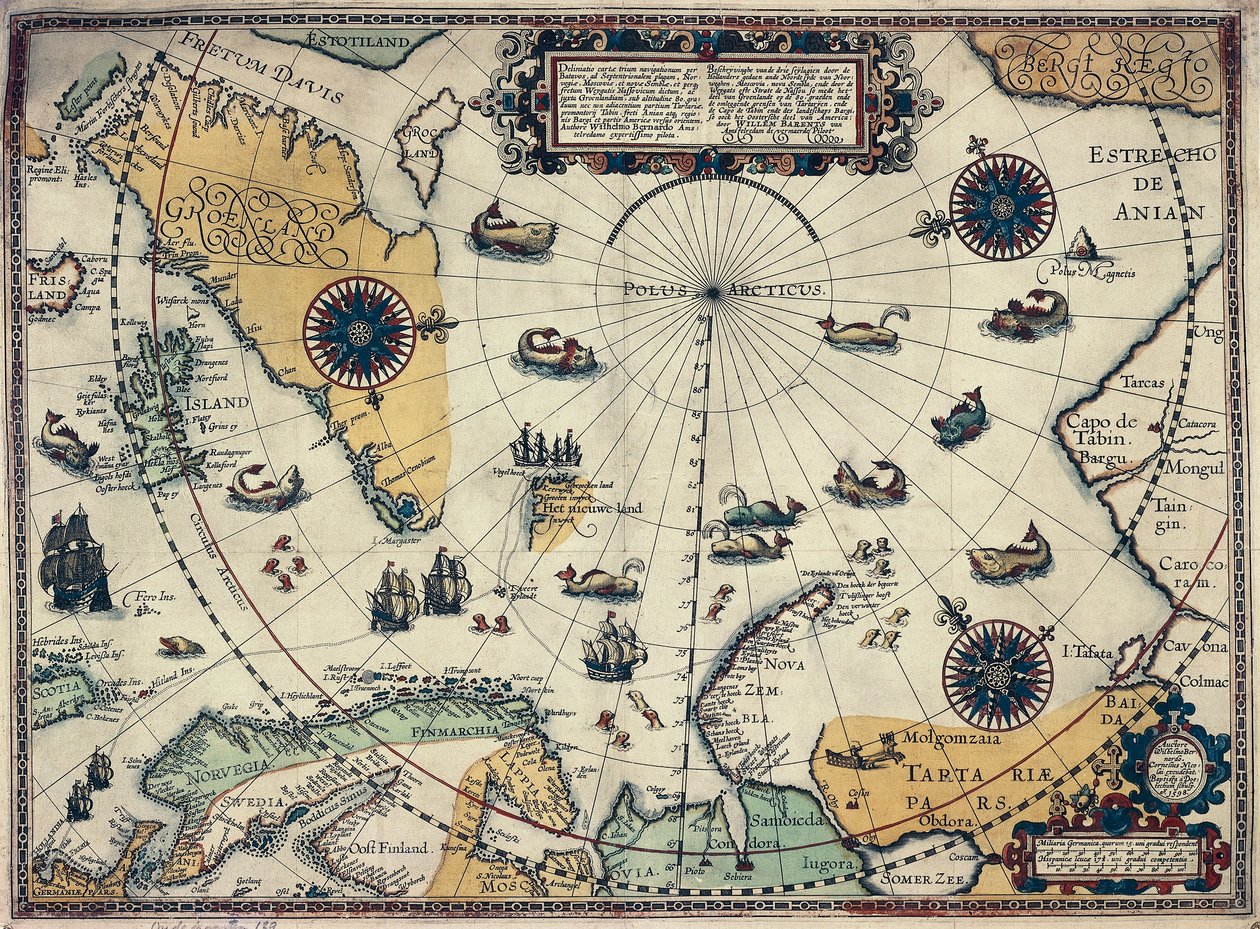 Mapa de las regiones polares, por el cartógrafo holandés Willem Janszoon Blaeu (1571-1638) de Willem Blaeu