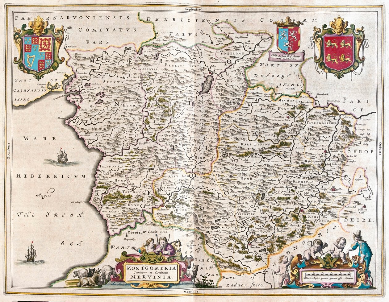 Montgomery y merioneth, en "Theatrum Orbis Terrarum, sive Atlas Novus" de Willem Blaeu, Amsterdam. de Willem Blaeu