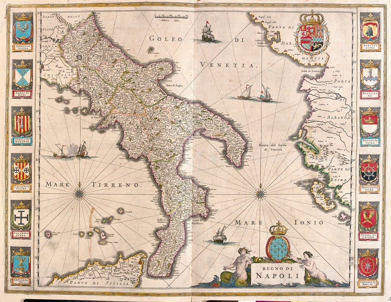Nápoles, Italia, en "Theatrum Orbis Terrarum, sive Atlas Novus" de Willem Blaeu, Amsterdam de Willem Blaeu