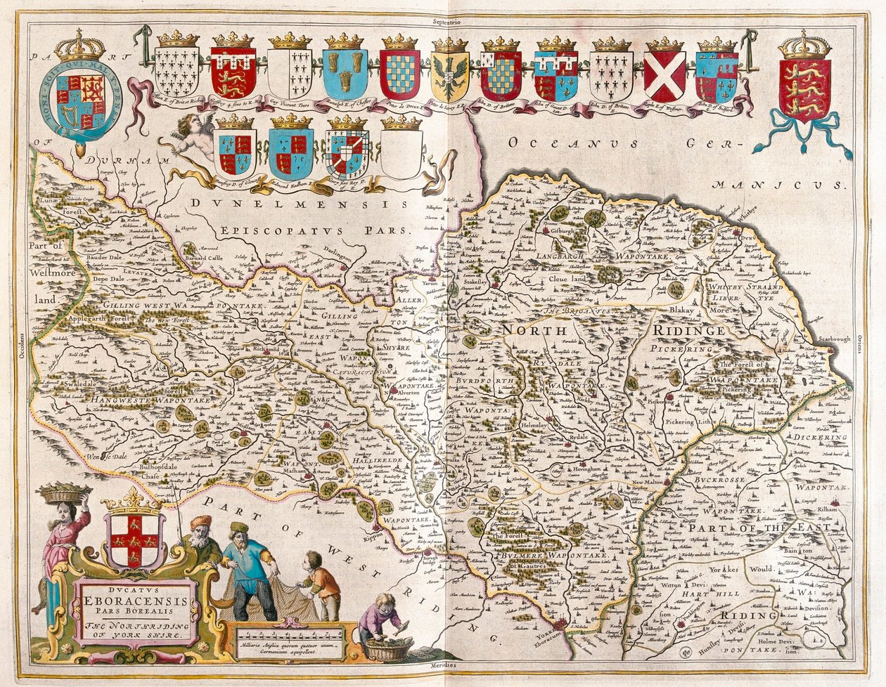 Parte norte de Yorkshire, en "Theatrum Orbis Terrarum, sive Atlas Novus" de Willem Blaeu, Amsterdam de Willem Blaeu