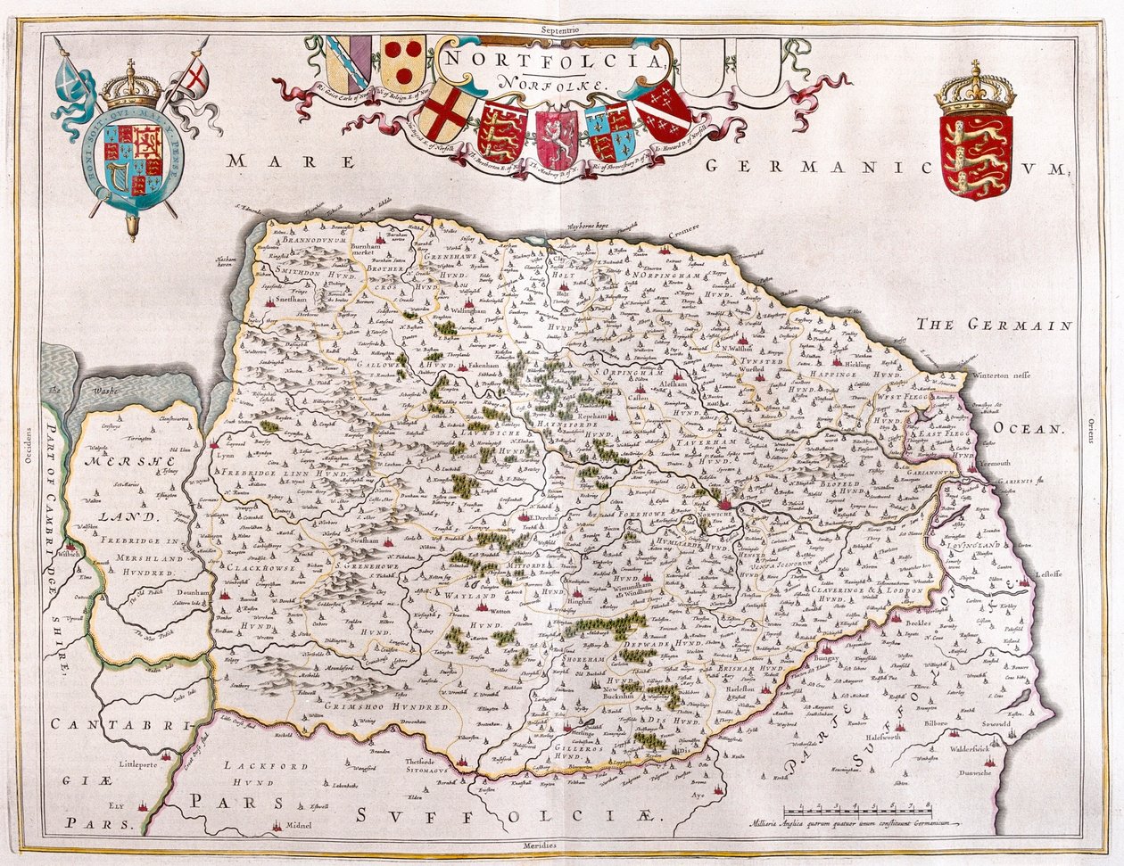 Northfolk, en "Theatrum Orbis Terrarum, sive Atlas Novus" de Willem Blaeu, Amsterdam de Willem Blaeu