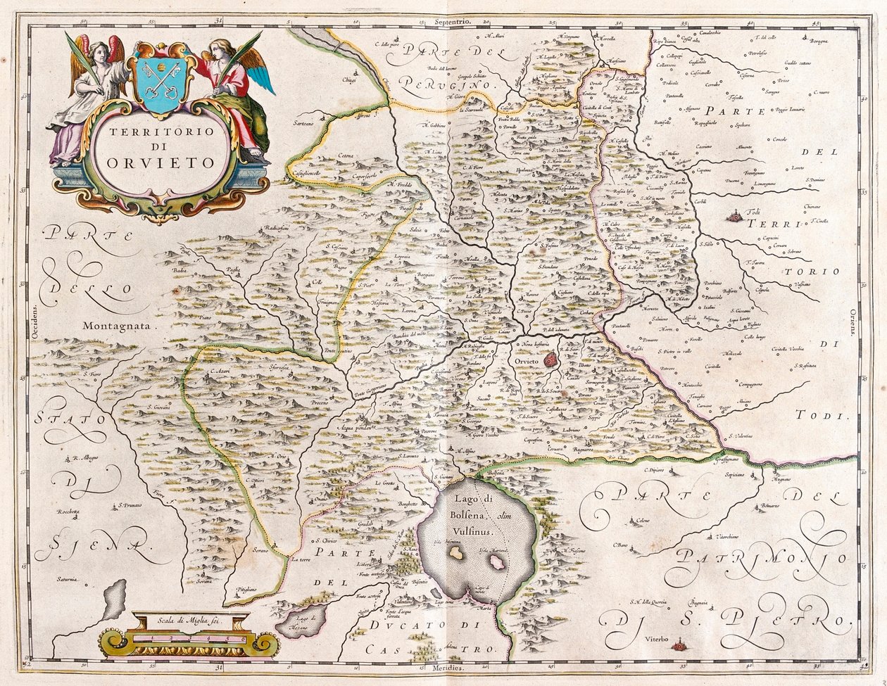 Orvieto, lago de Bolsena, Italia, en "Theatrum Orbis Terrarum, sive Atlas Novus" de Willem Blaeu, Amsterdam de Willem Blaeu