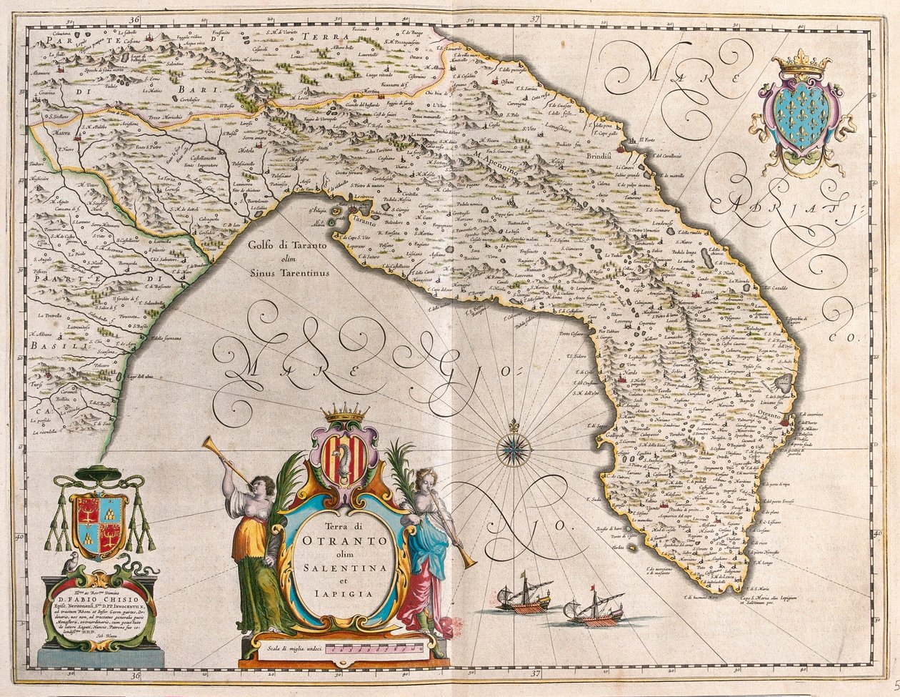Otranto, Salento, Lecce, Apulia, Italia, en "Theatrum Orbis Terrarum, sive Atlas Novus" de Willem Blaeu, Amsterdam de Willem Blaeu