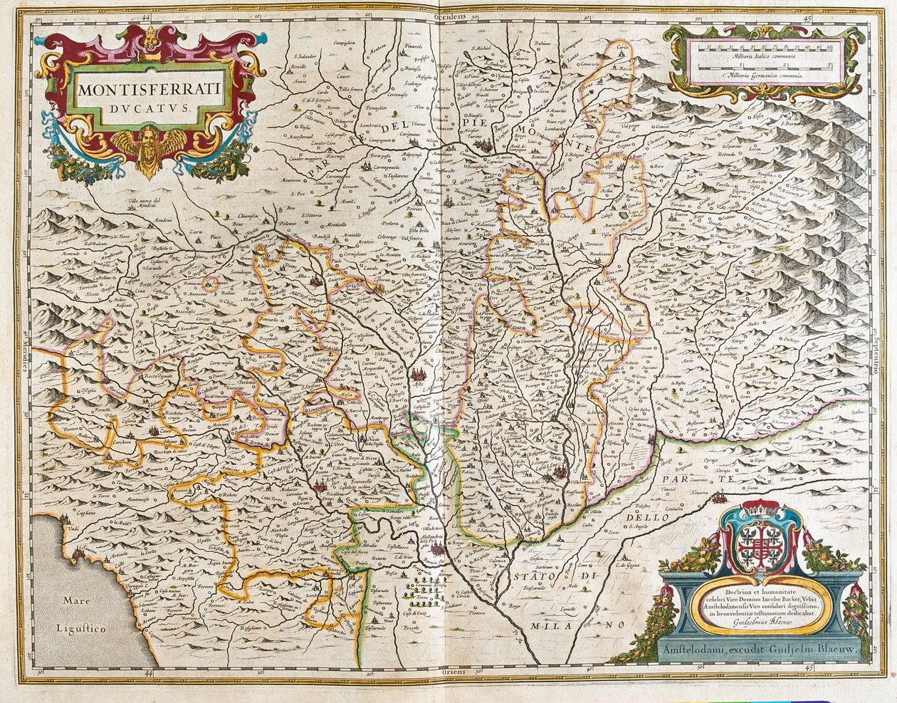 Piemont, Italia, en "Theatrum Orbis Terrarum, sive Atlas Novus" de Willem Blaeu, Amsterdam de Willem Blaeu