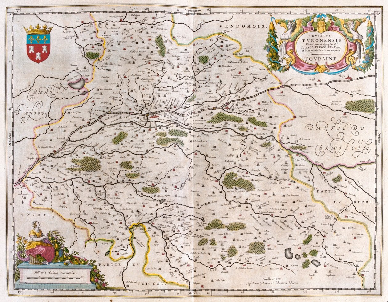 Valle del Loira con ciudad (Bloise, Amboise) - Touraine, en "Theatrum Orbis Terrarum, sive Atlas Novus" de Willem Blaeu, Amsterdam. de Willem Blaeu
