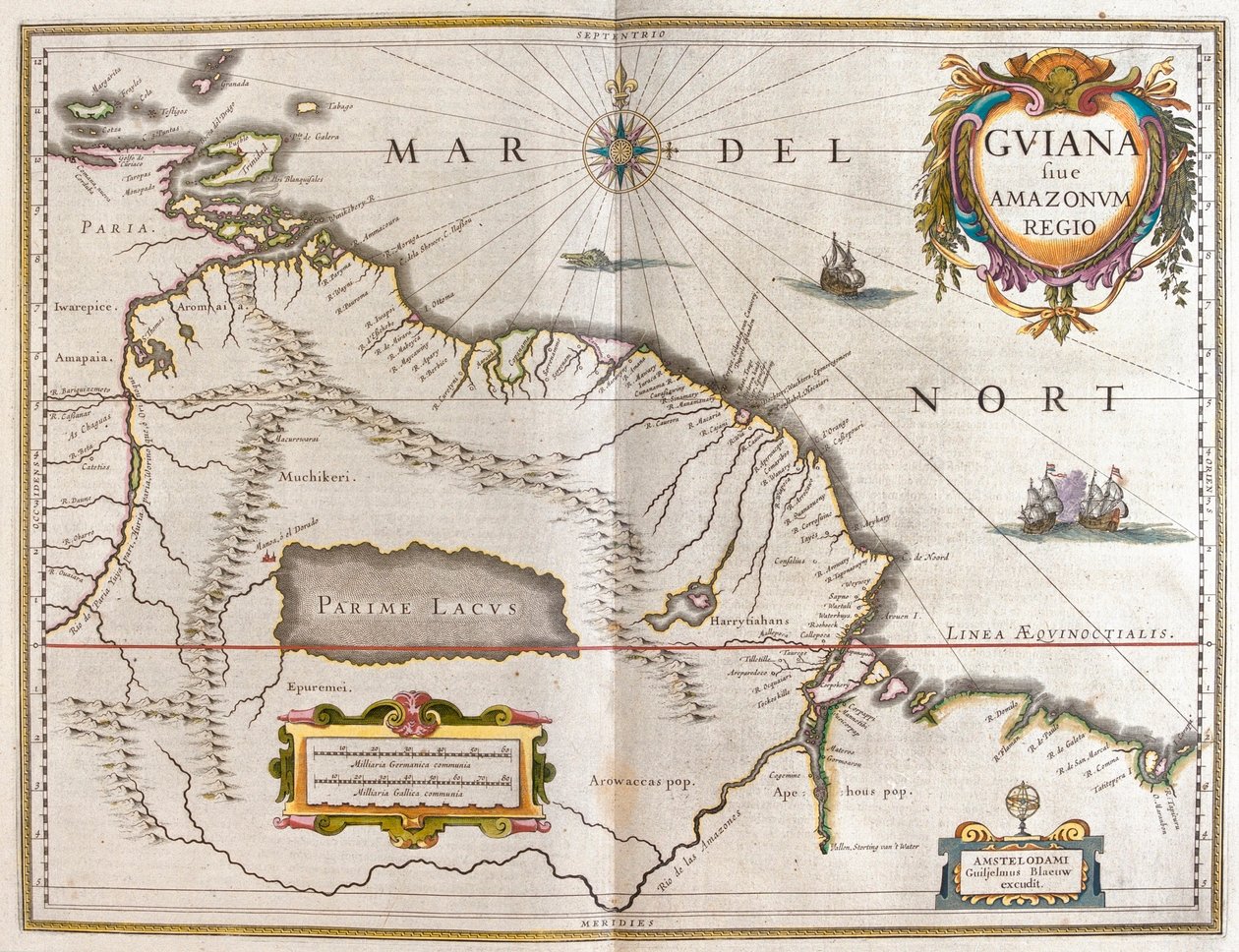 Río Orinoco, Río Amazzonas, Venezuela, noreste de Brasil, en "Theatrum Orbis Terrarum, sive Atlas Novus" de Willem Blaeu, Amsterdam. de Willem Blaeu