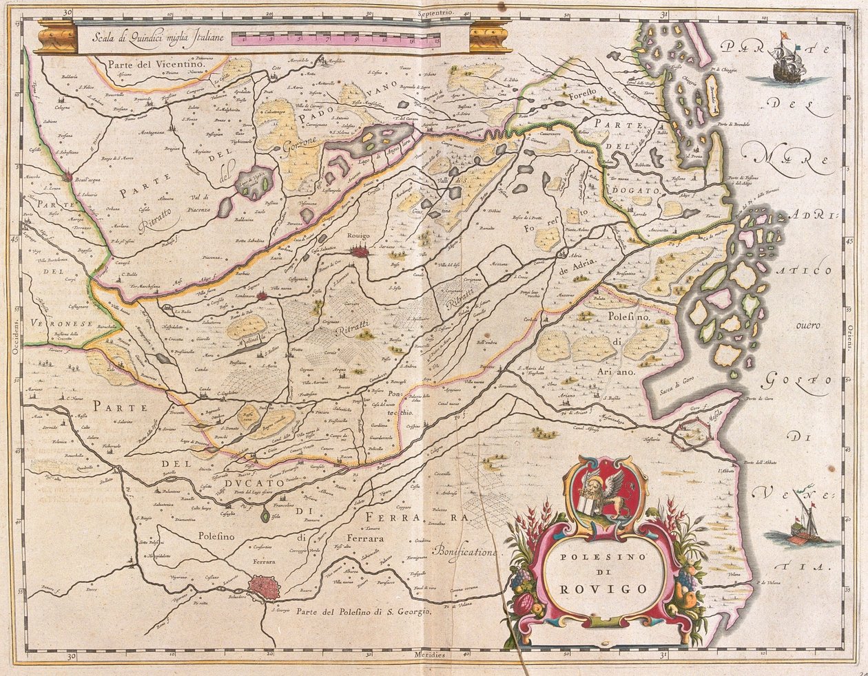 Rovigo, Italia, en "Theatrum Orbis Terrarum, sive Atlas Novus" de Willem Blaeu, Amsterdam de Willem Blaeu