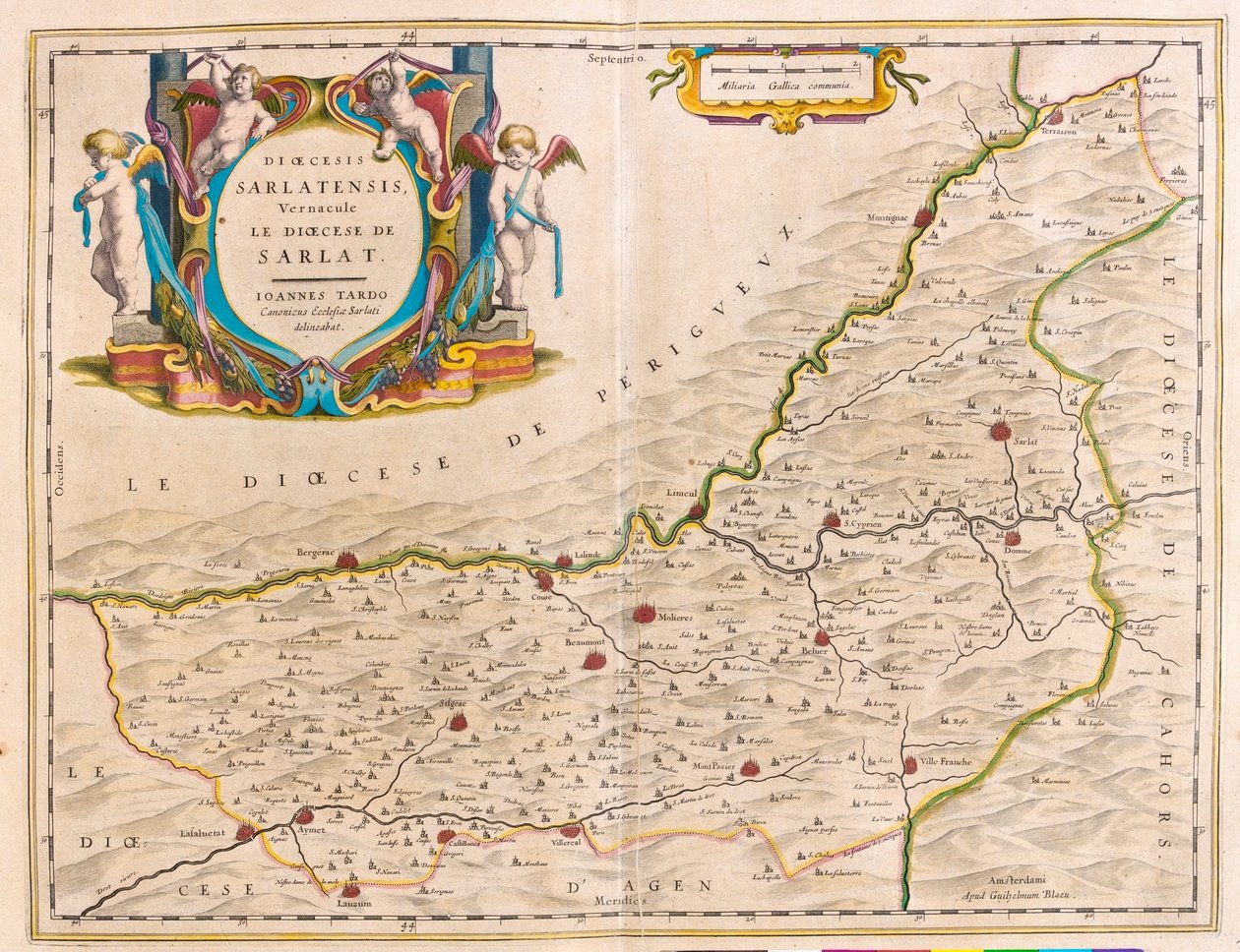 Región de Sarlat-Bergerac- Couse-Ville Franche, en "Theatrum Orbis Terrarum, sive Atlas Novus" de Willem Blaeu, Amsterdam. de Willem Blaeu