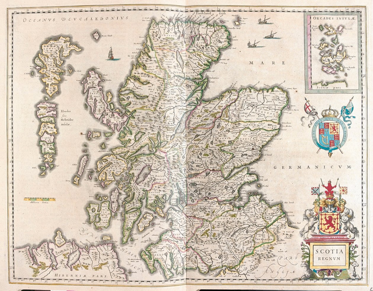 Escocia, en "Theatrum Orbis Terrarum, sive Atlas Novus" de Willem Blaeu, Amsterdam de Willem Blaeu
